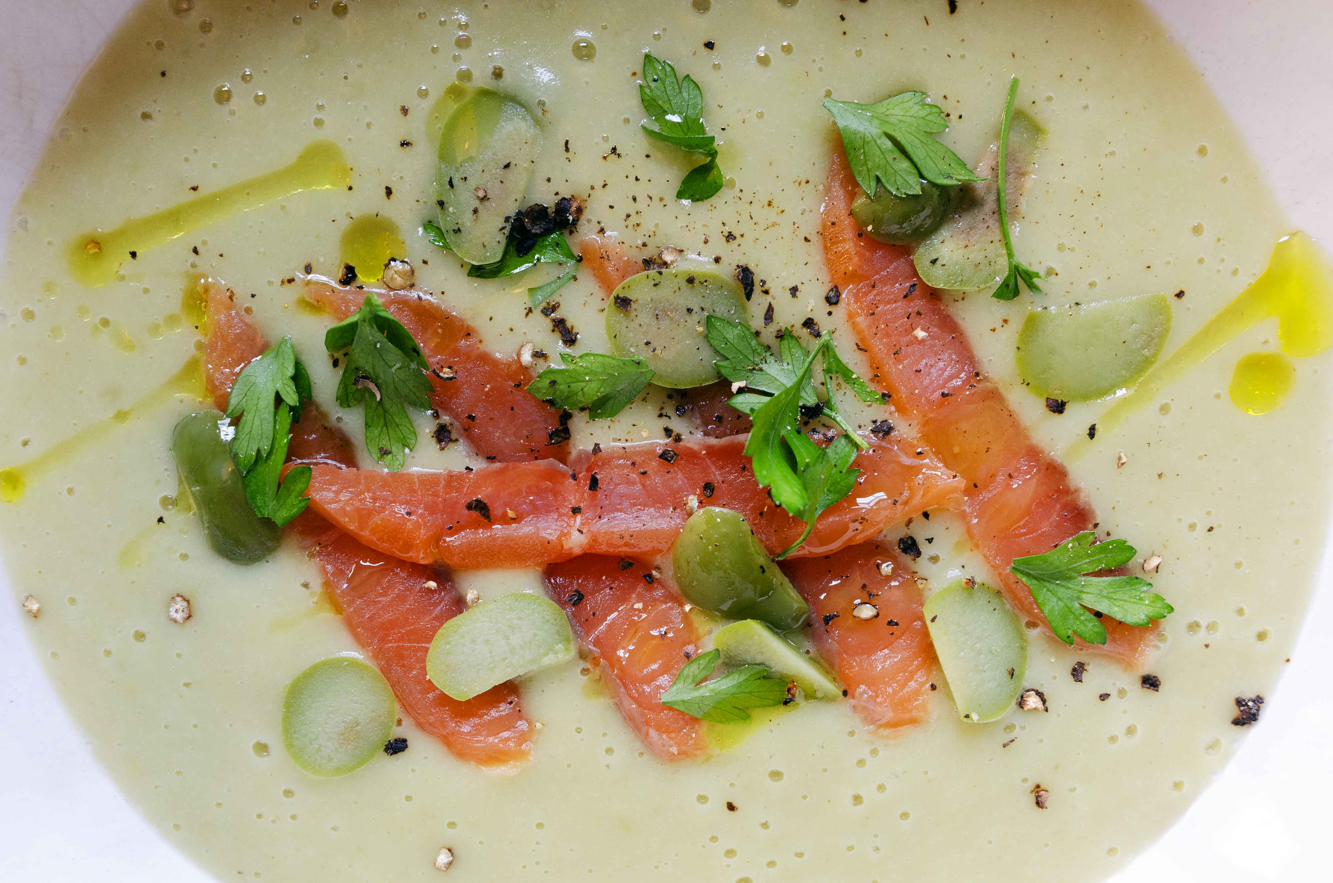 Potato Soup with Green Olives & Smoked Salmon – Smokin' Brothers
