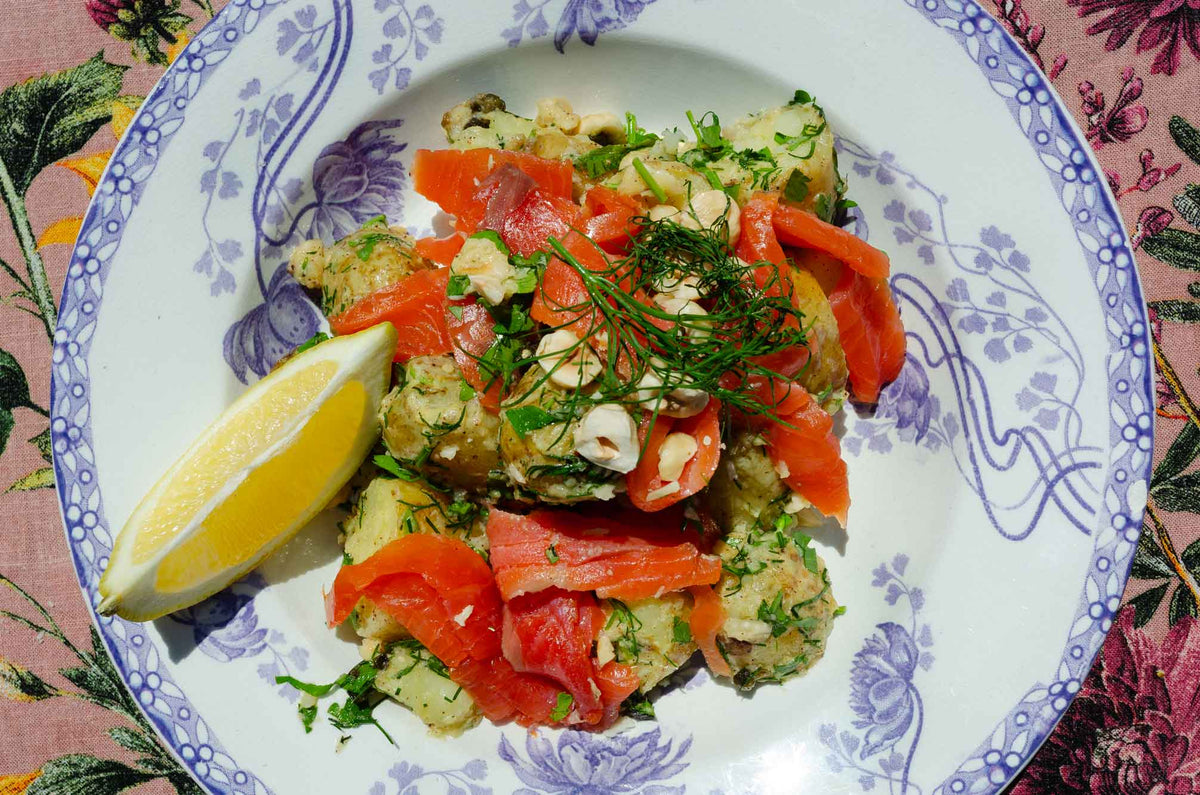 Brown Butter Potato Salad with Smoked Trout