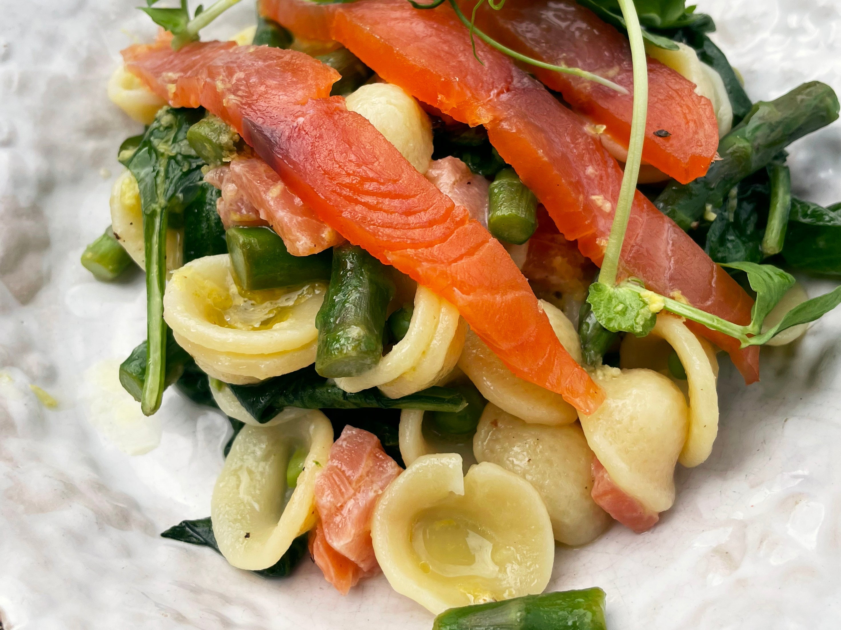 Summer Pasta with Smoked Salmon, Asparagus and Lemon
