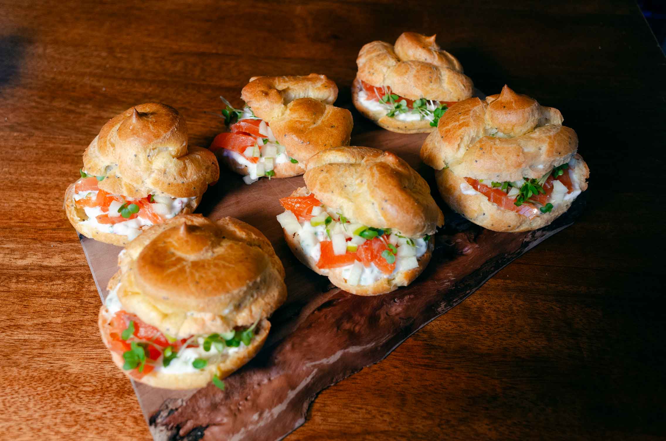 Choux Buns with Smoked Salmon, Apple and Crème Fraîche