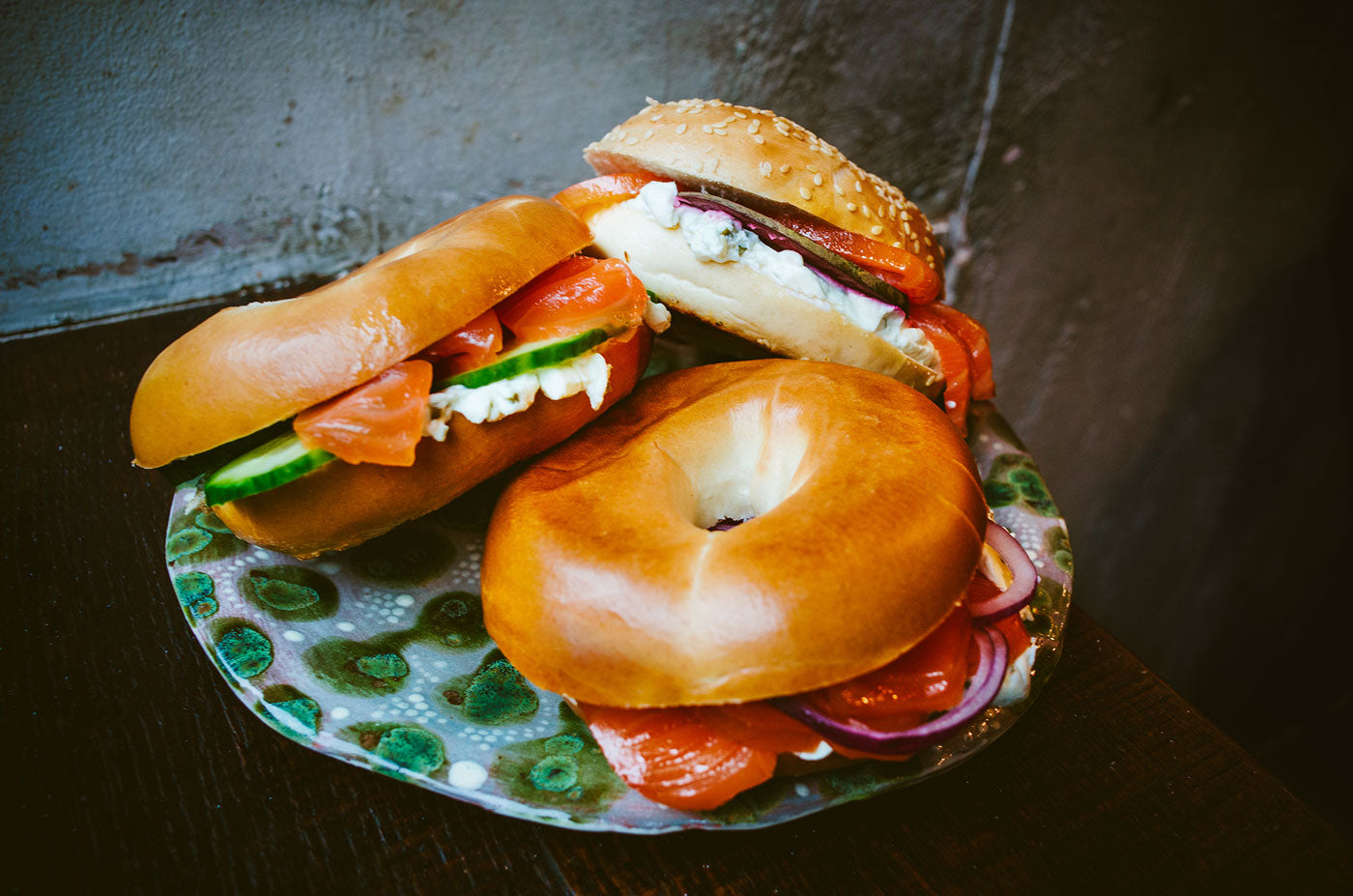 Smoked salmon bagels - an elite New York breakfast