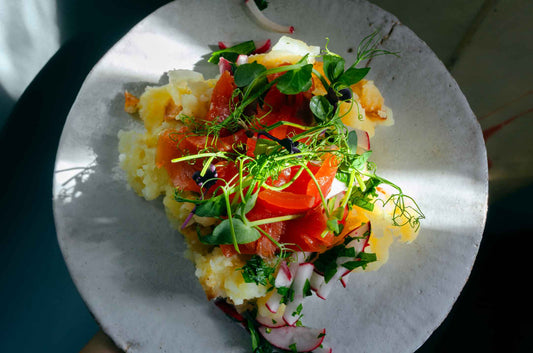Rustic Potato&Apple Mash with Smoked Trout
