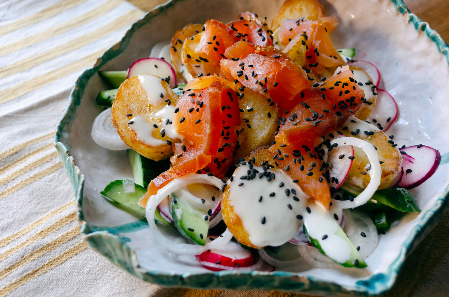Potato Salad with Whisky&Soy Smoked Salmon
