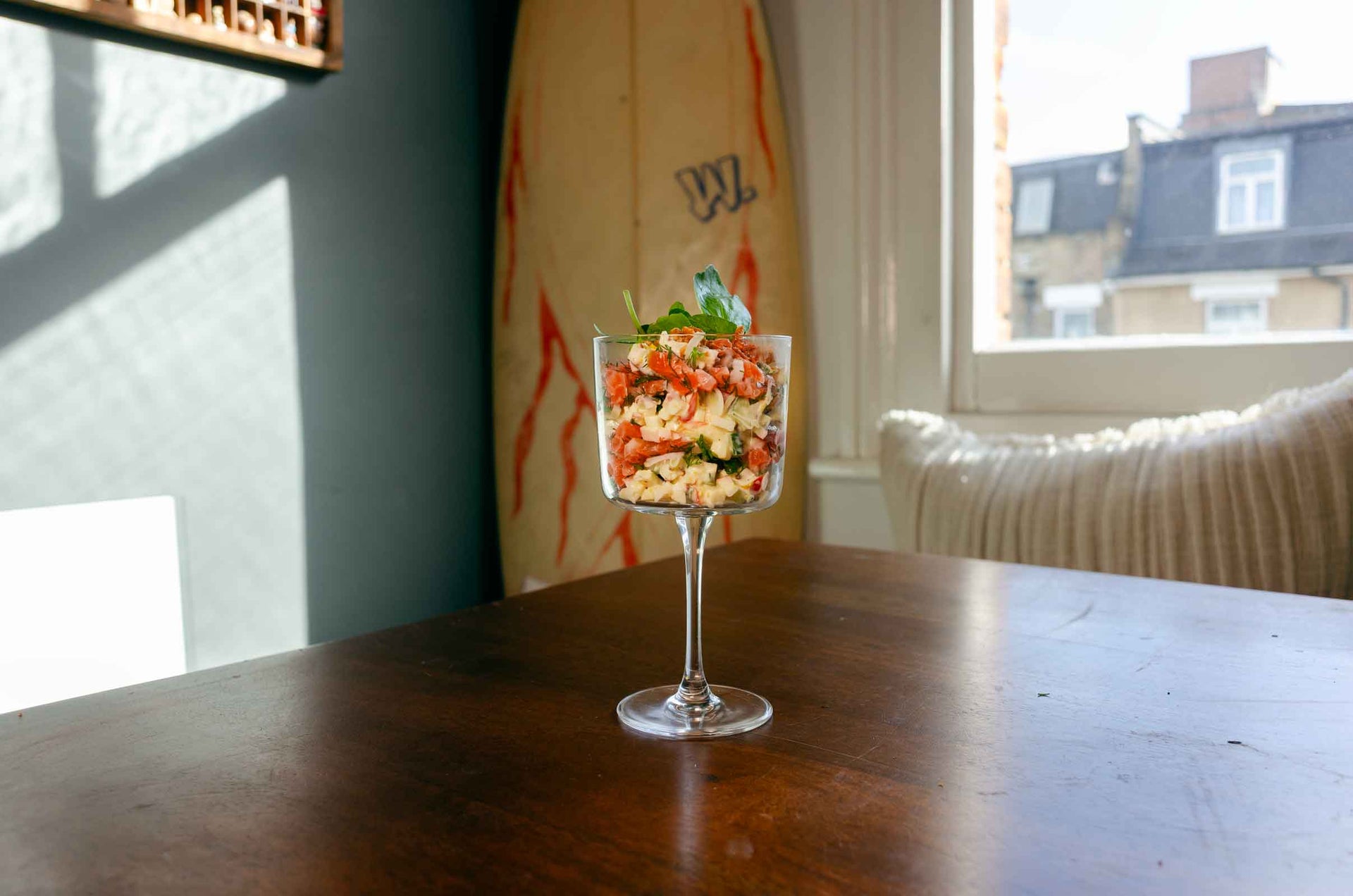 Smoked Salmon Layered Salad with Apple and Cucumber