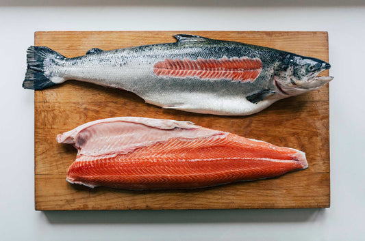 raw filleted side of salmon