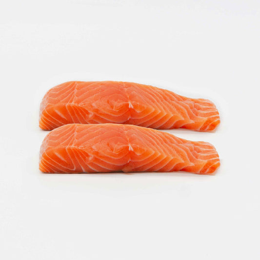 Portioned fresh salmon fillet